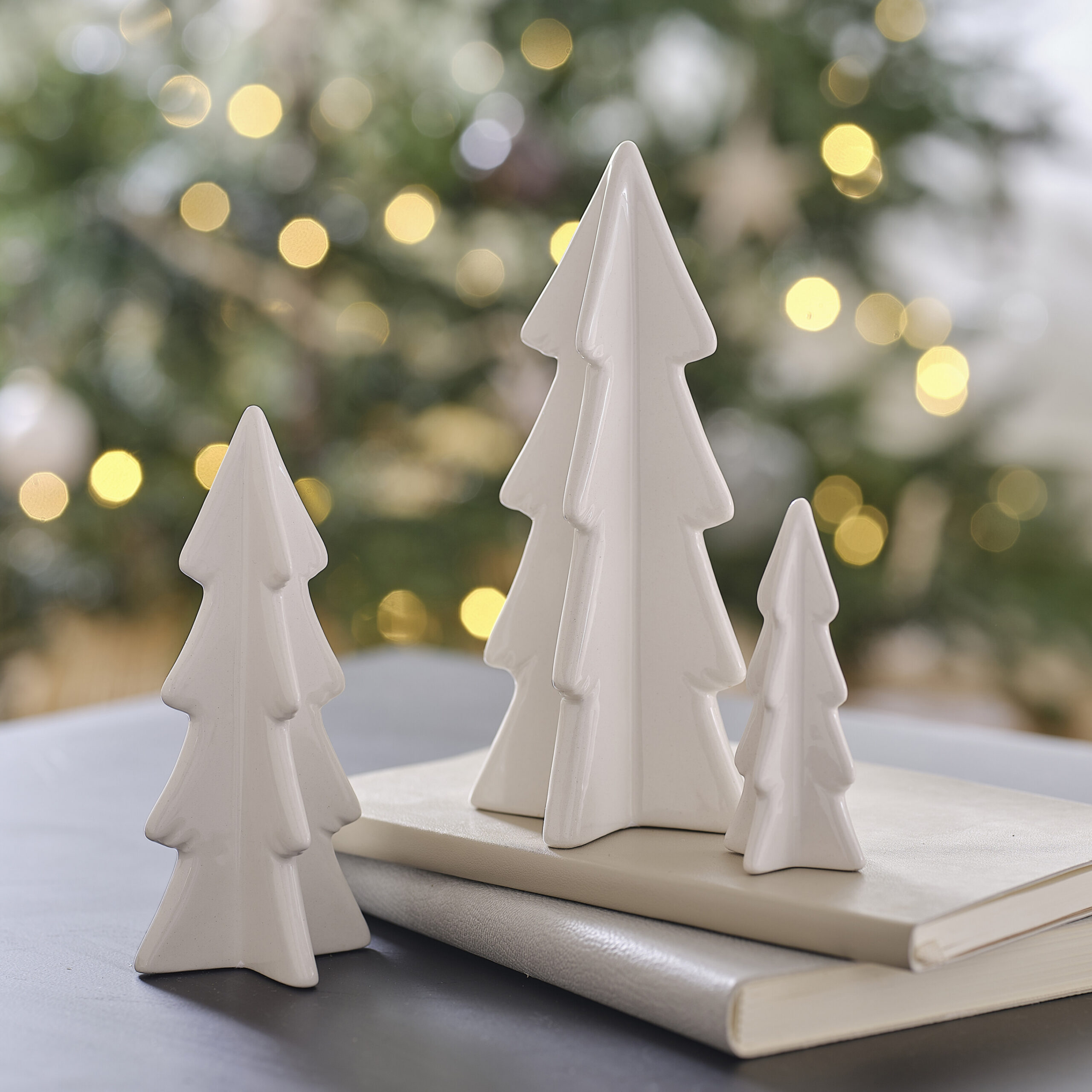 White Ceramic Christmas Tree Decorations  Ginger Ray