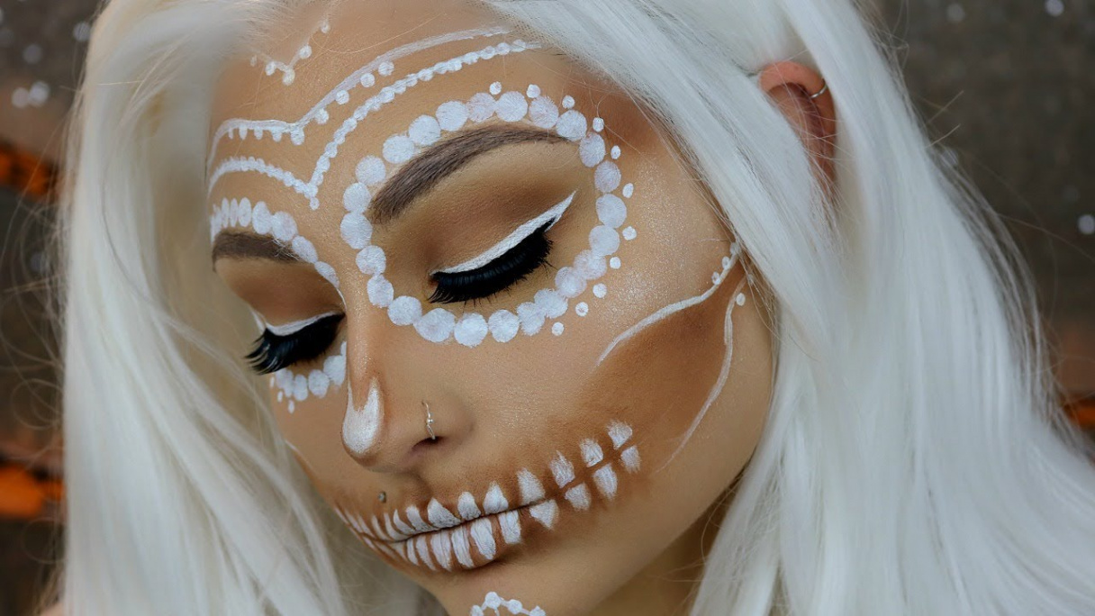 White Sugar Skull Halloween Makeup Tutorial  Halloween    Beautybyjosiek