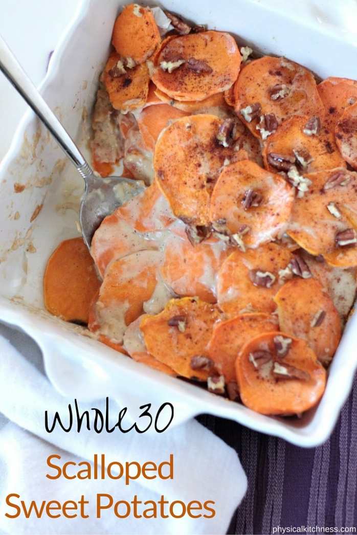 Whole scalloped sweet potatoes - vegan, paleo