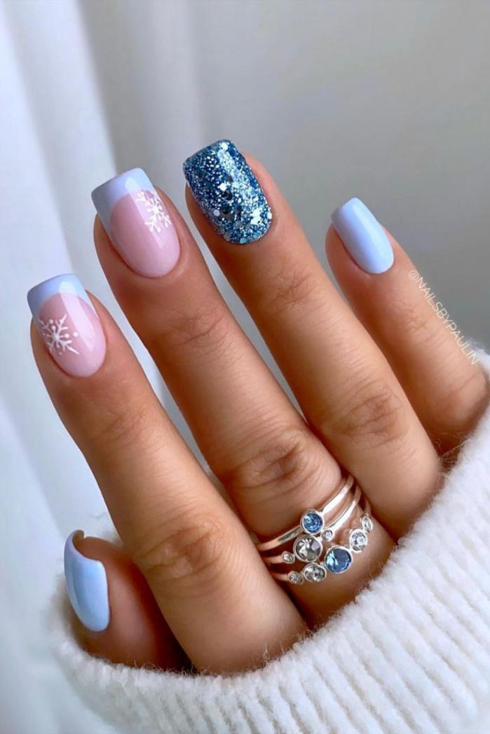 Winter blue nails design   Manicura de uñas, Uñas elegantes y