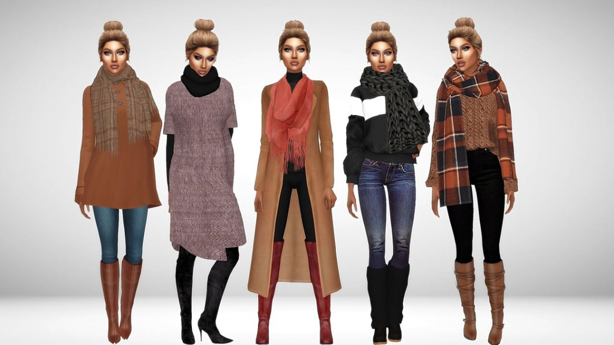 Winter Scarves  Sims  dresses, Sims  clothing, Sims