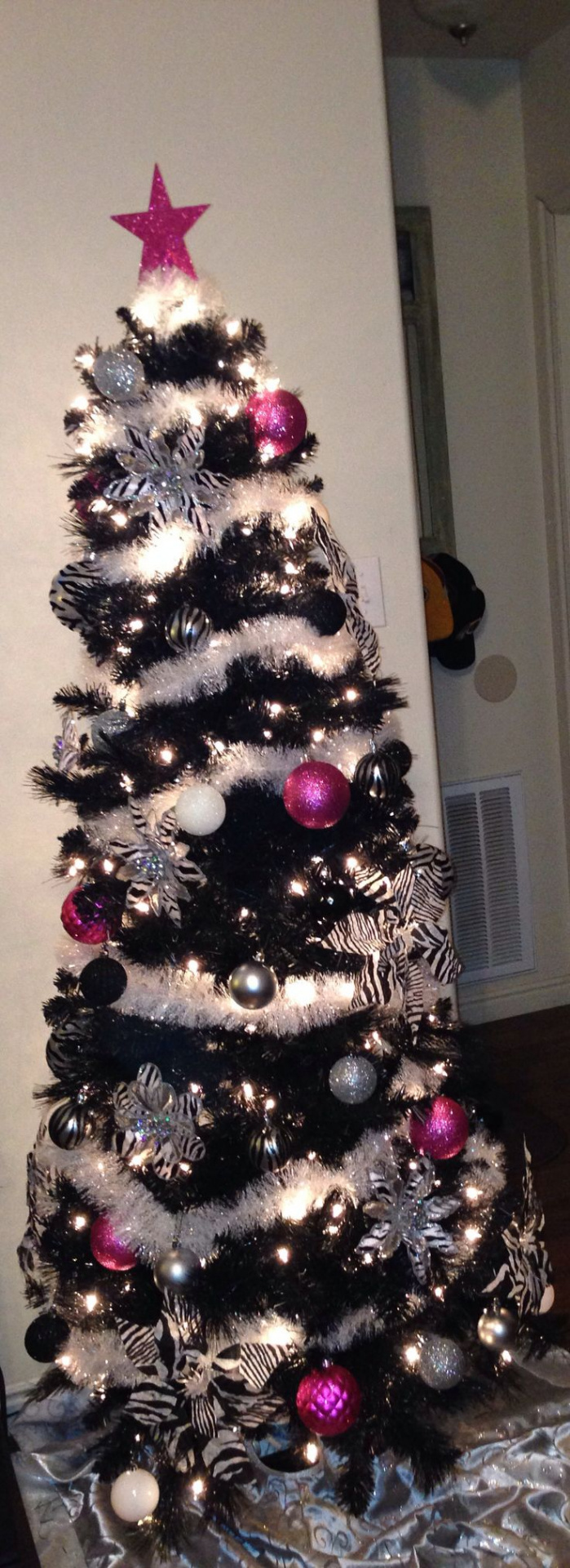 ZEBRA Christmas tree with hints of hot pink  Christmas tree