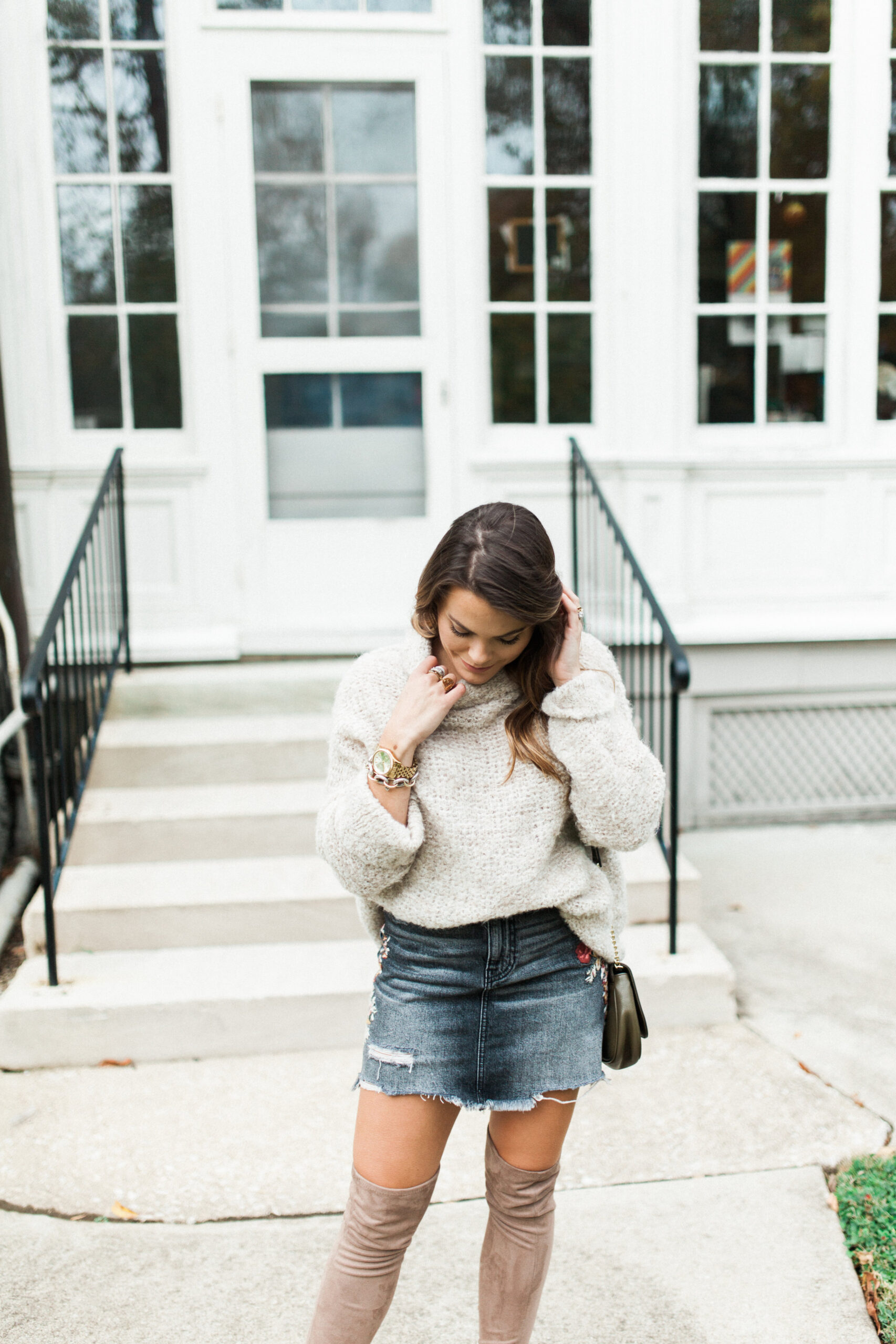 a denim skirt for fall - Glitter & Gingham