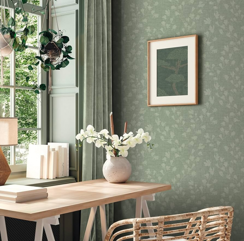 A.S. Création Nara  Non-Woven Wallpaper Floral Green Eucalyptus Mint  . m x