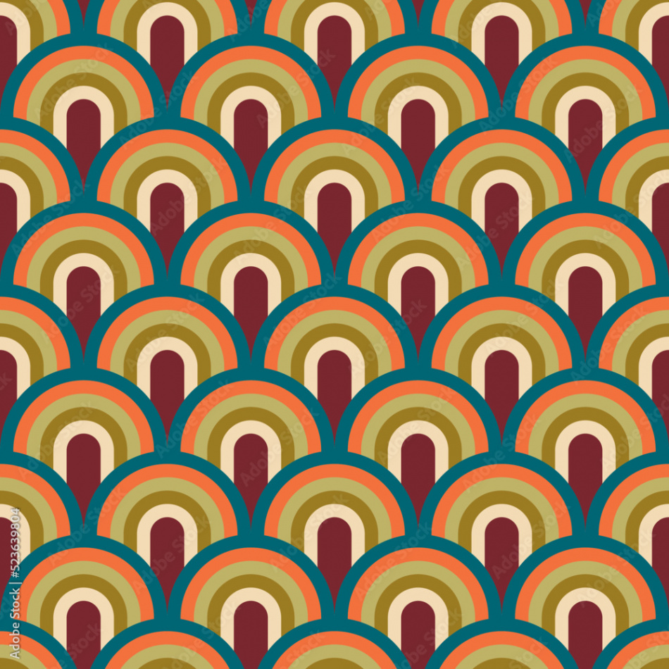 Aesthetic mid century printable seamless pattern with retro design