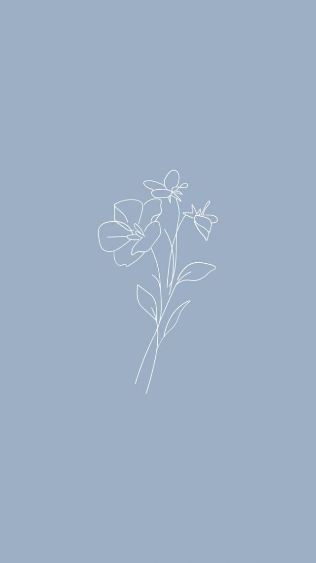 Aesthetic minimalist wallpaper in   Blue flower wallpaper