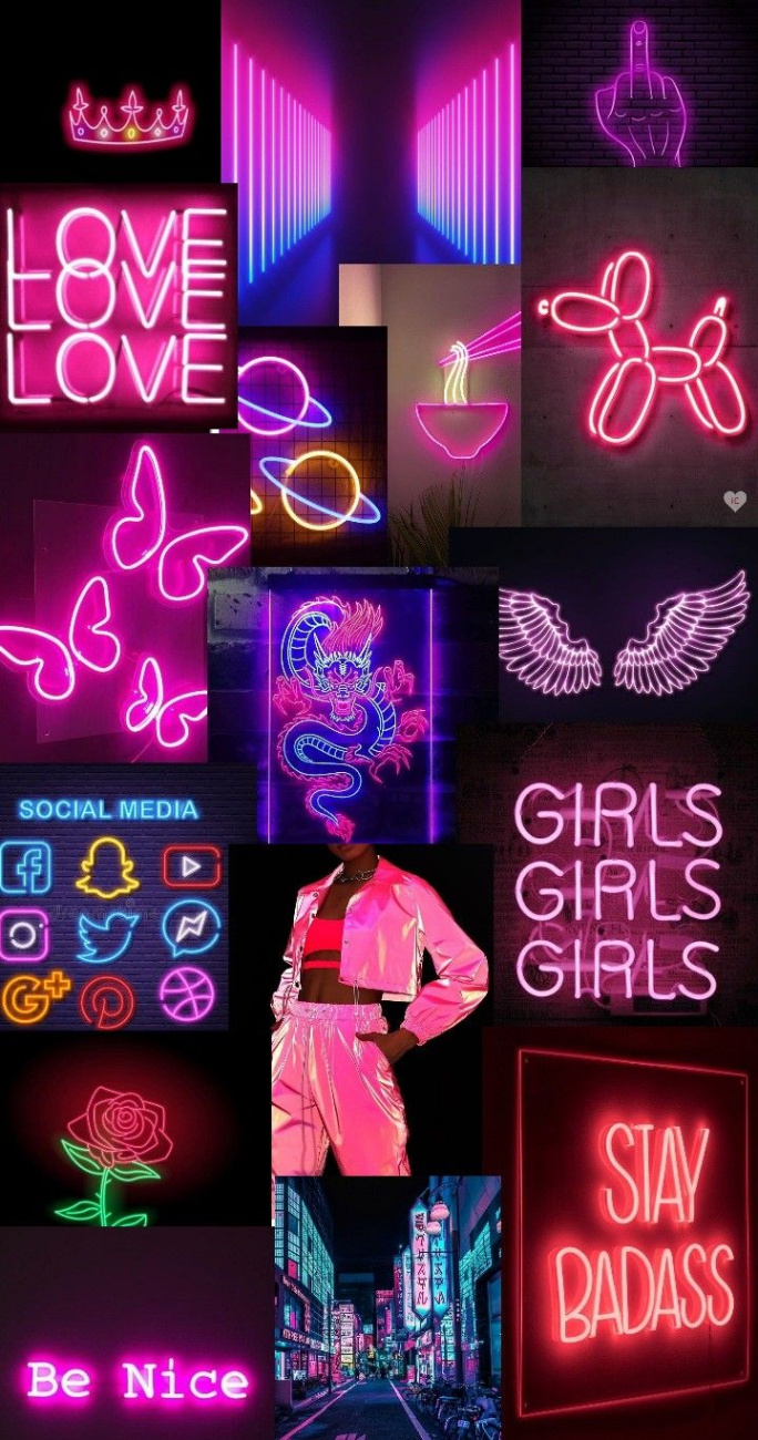 Aesthetic neon wallpapers  Neon wallpaper, Christmas wallpaper