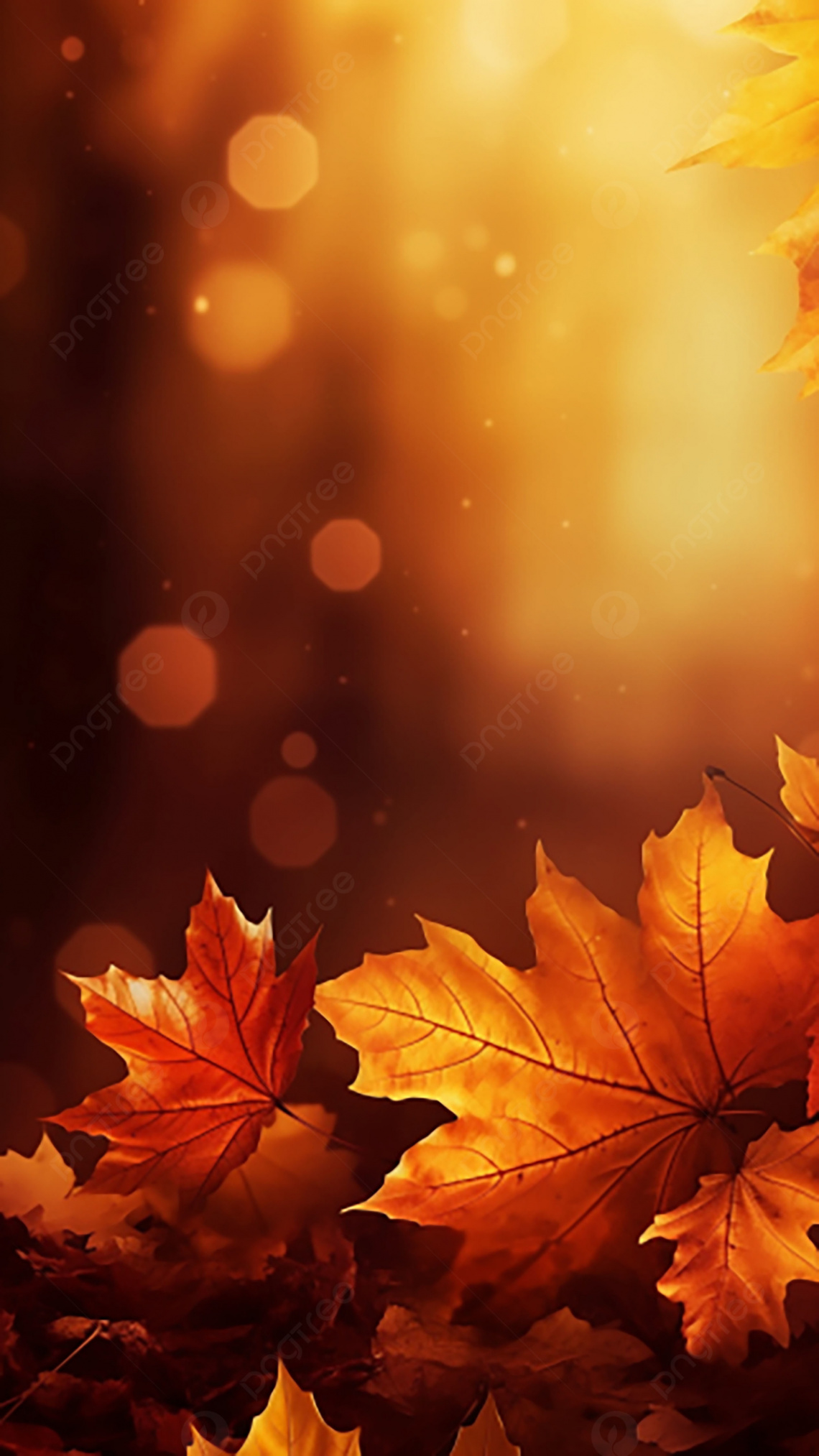 Autumn Season Golden Leaves Background Wallpaper Image For Free