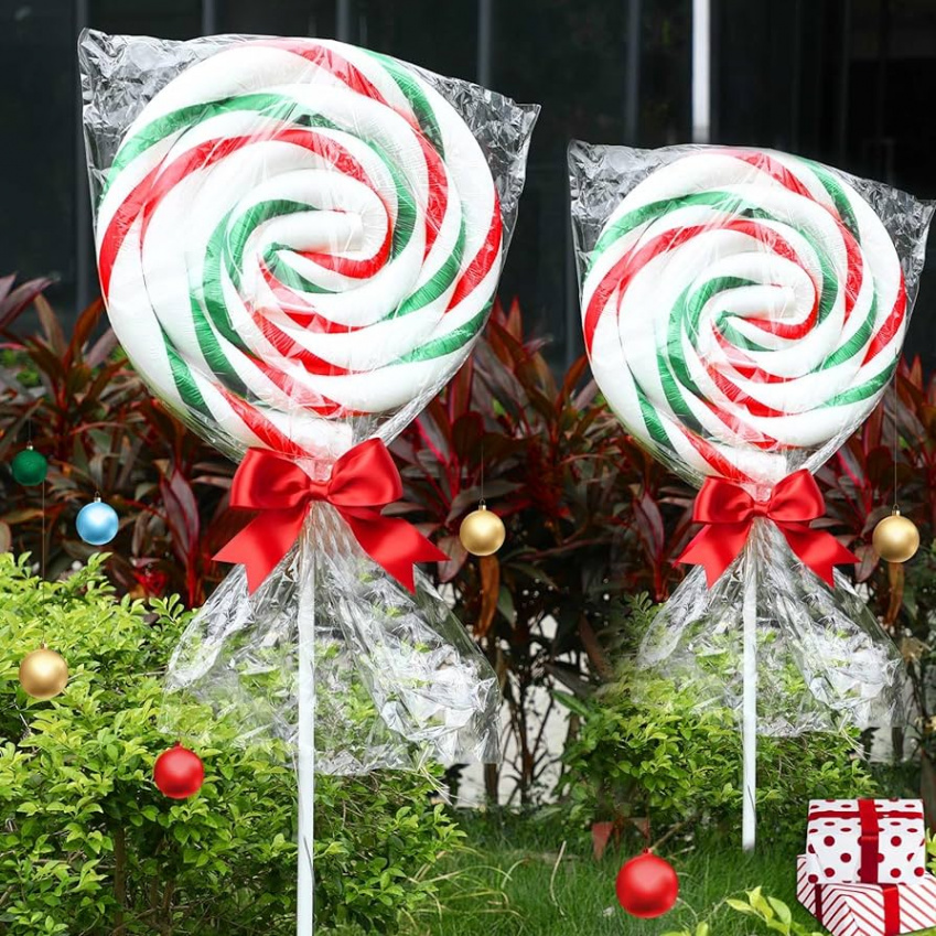 Barydat  Set  Ft Christmas Giant Lollipop Pathway Lights Outdoor