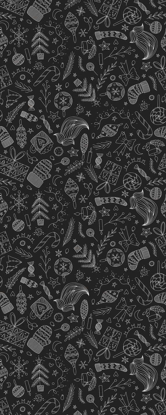 Black Christmas Doodle Pattern  Dark christmas, Chat wallpaper