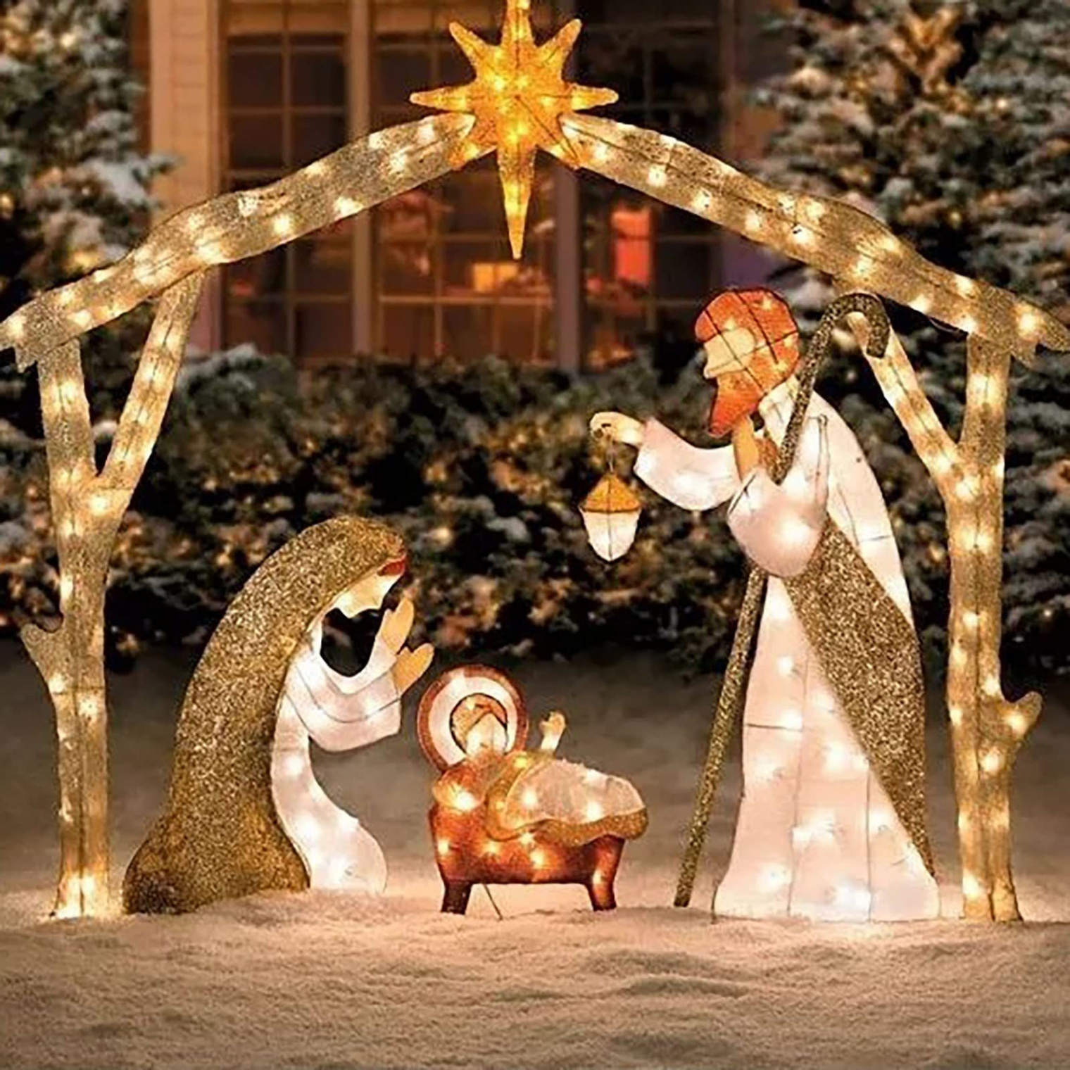 Christmas Decorations Lighted Outdoor Nativity Scene Christmas Holy Family  Nativity Scene Set with  Led Lights Christmas Ornament Xmas Decor