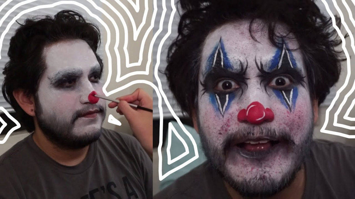 Clown makeup with beard 🤡  Using face-paint & eyeshadows ONLY