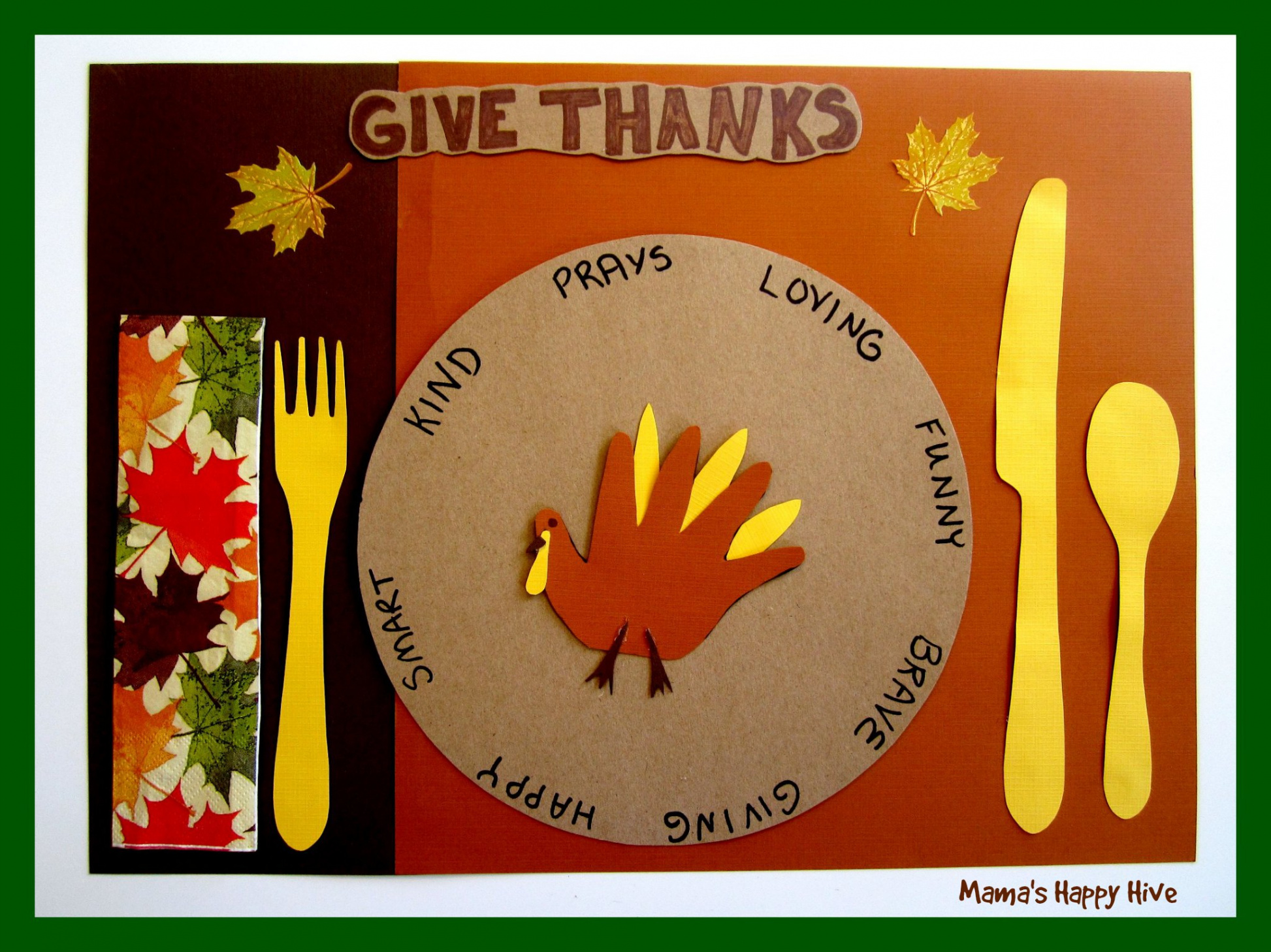 Crafting Gratitude Turkey Placemats - Mama