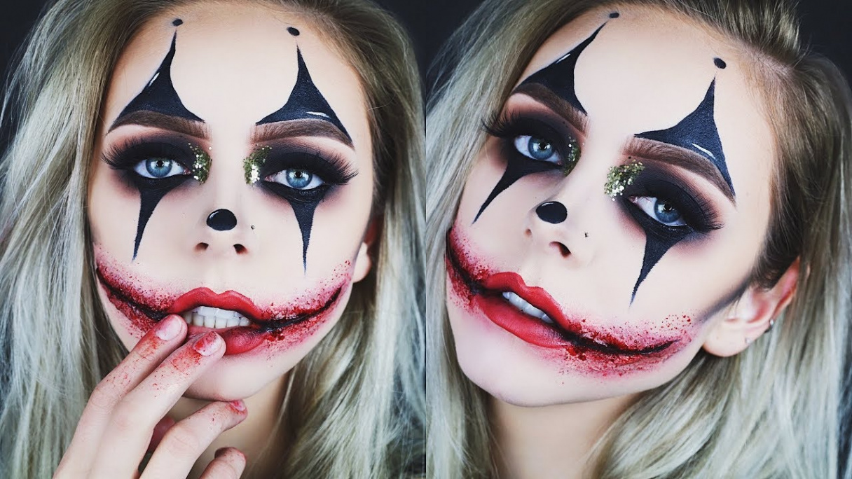 Creepy Glamorous Clown Halloween Makeup