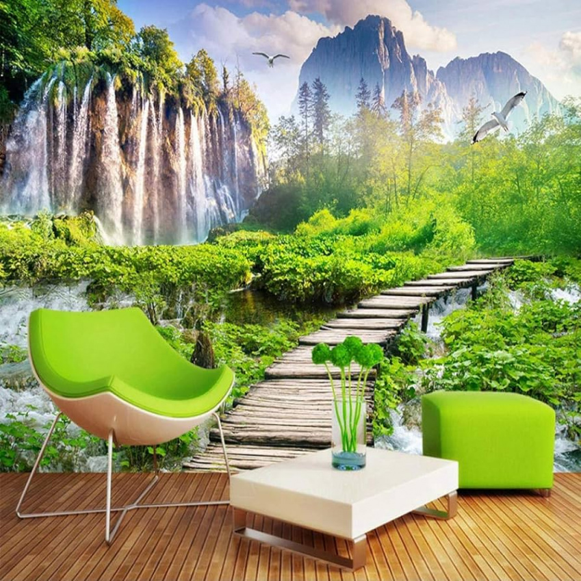 Custom D Wall Pictures Wallpaper Home Decor Waterfall Nature Landscape  Photo Wallpaper for Living Room Bedroom Background Mural  x  cm