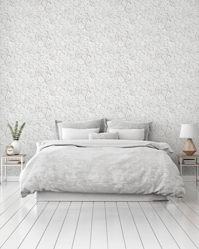 D Flower Wall White Wallpaper - 90760 - Arthouse  Wallpaper UK