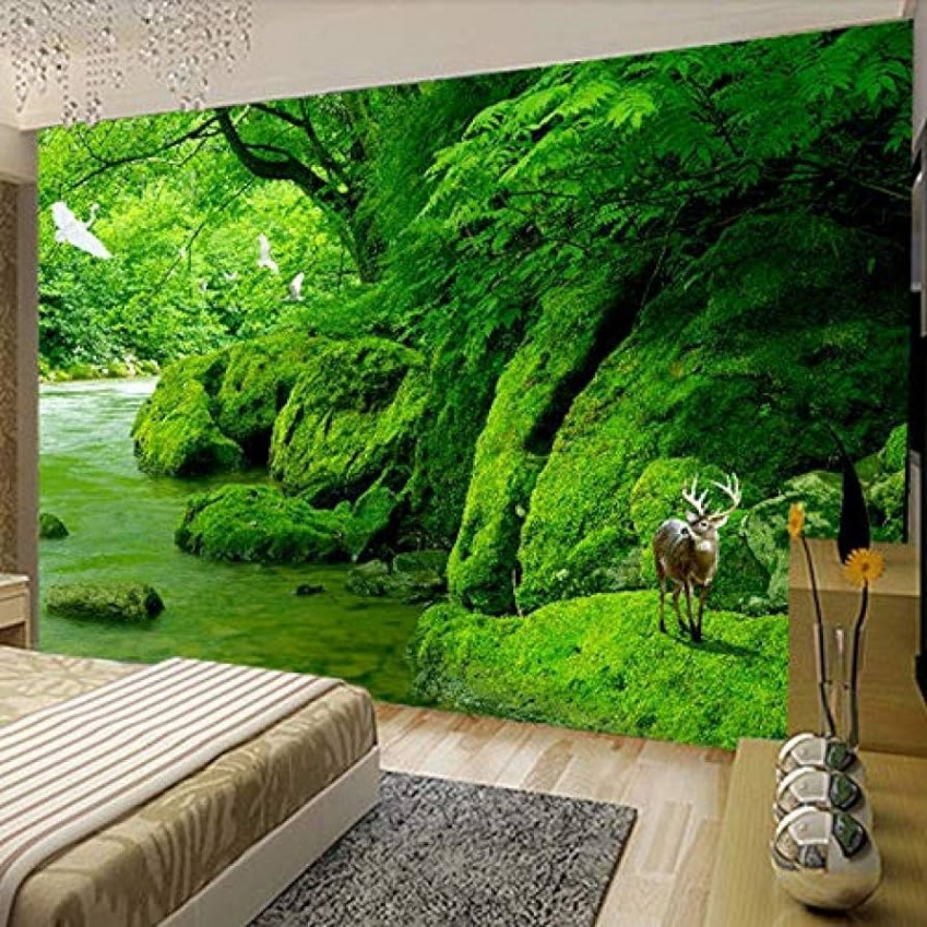 D Foto Wallpaper Green Forest natürliche Landschaft Wandmalerei HD  Wohnzimmer Sofa Hintergrund Wallpaper Home Deco Wanddekoration fototapete  d