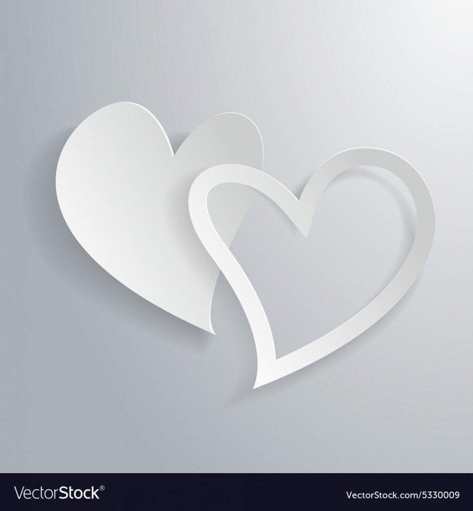 d white paper hearts background Royalty Free Vector Image