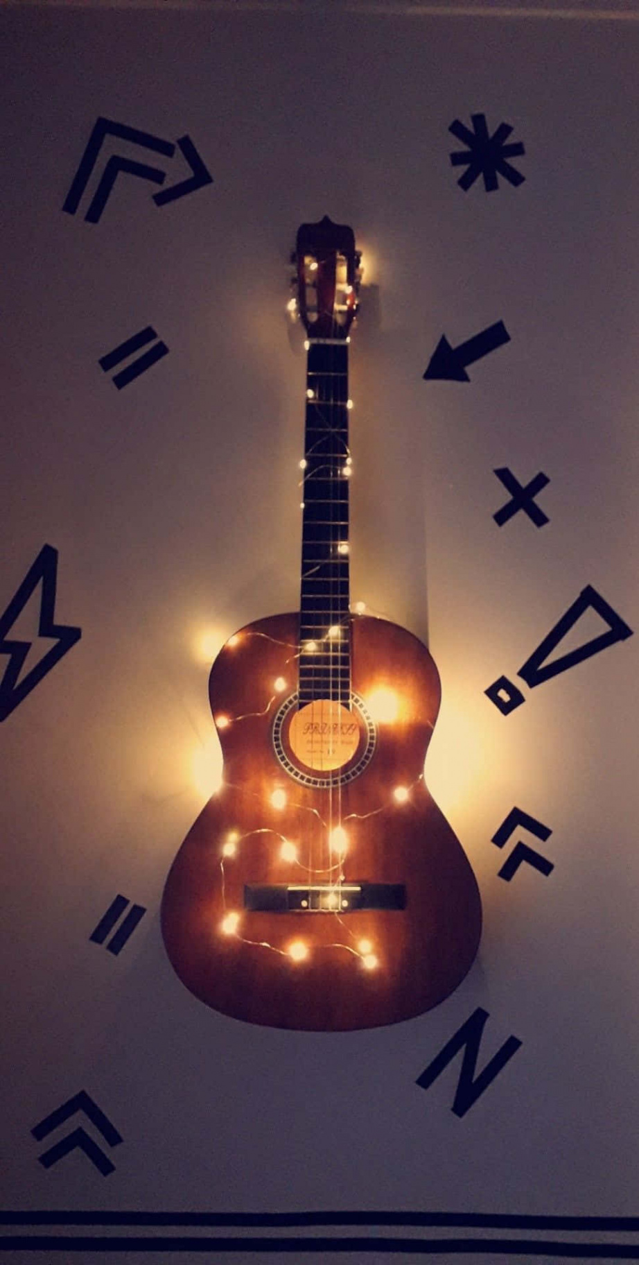 Download Acoustic Guitar Aesthetic Dim Lights Wallpaper