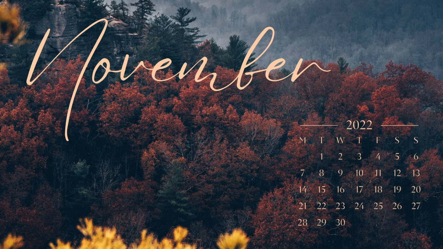 Download Autumn Aesthetic Laptop November Calendar  Wallpaper