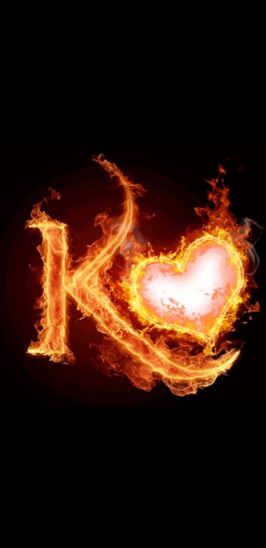 Download Burning K Alphabet With Heart Wallpaper  Wallpapers