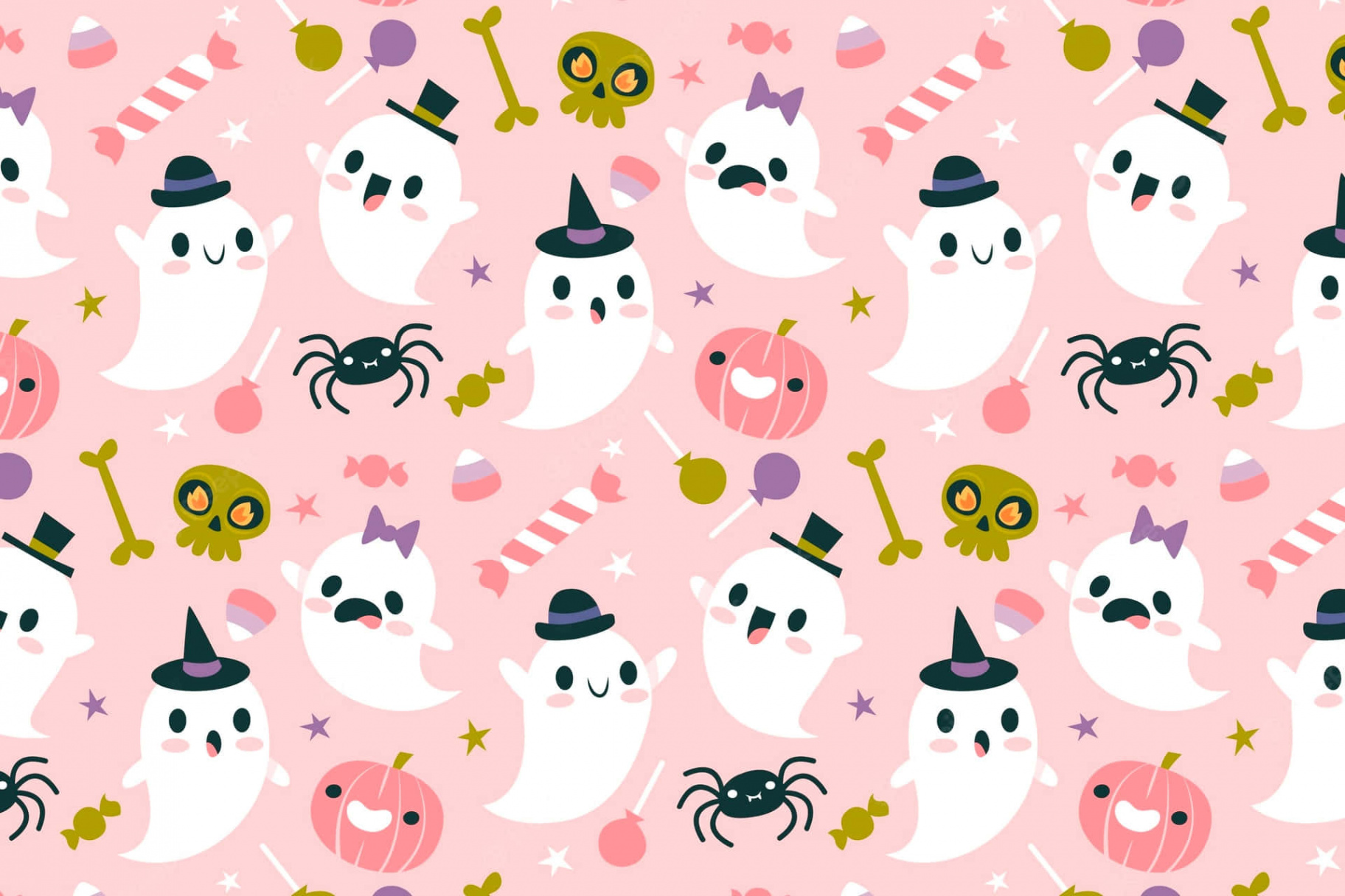 Download Cute Ghosts Pink Girly Halloween Wallpaper  Wallpapers