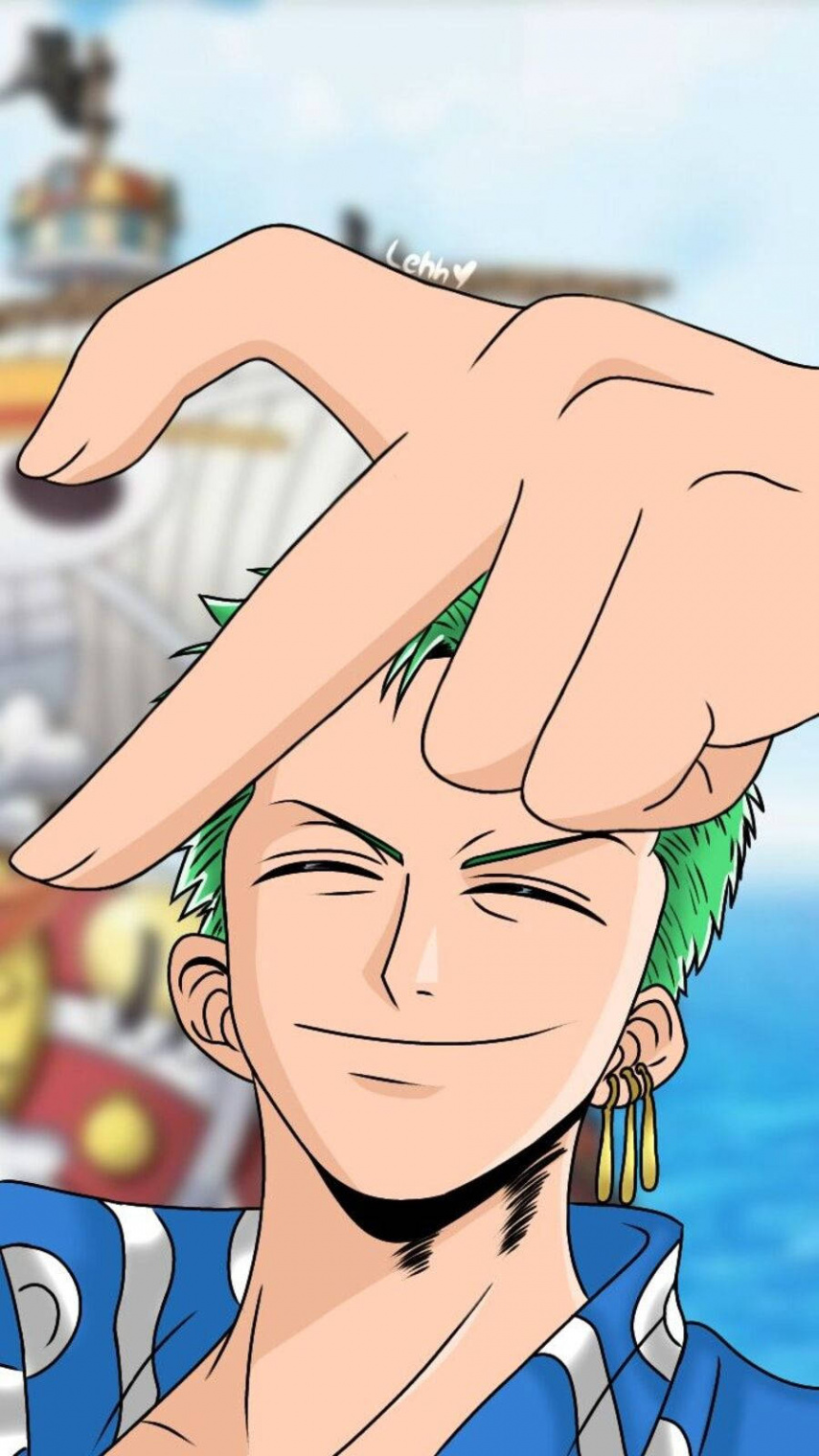 Download Zoro PFP In Heart Hands Gesture Wallpaper  Wallpapers