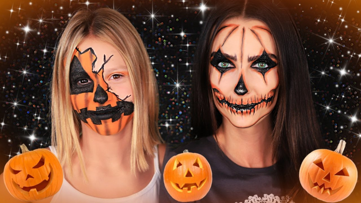 Easy Halloween Pumpkin Jack-O-Lantern Makeup