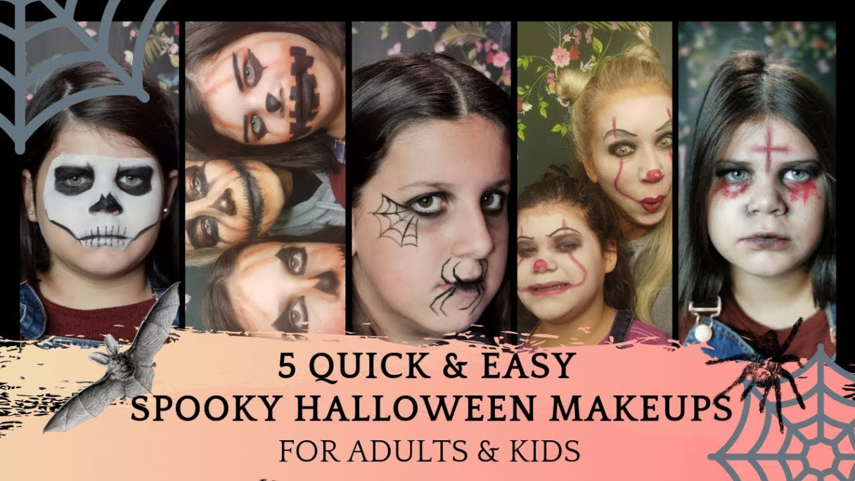 EASY LAST MINUTE HALLOWEEN MAKEUP/  quick tutorials for adults and kids