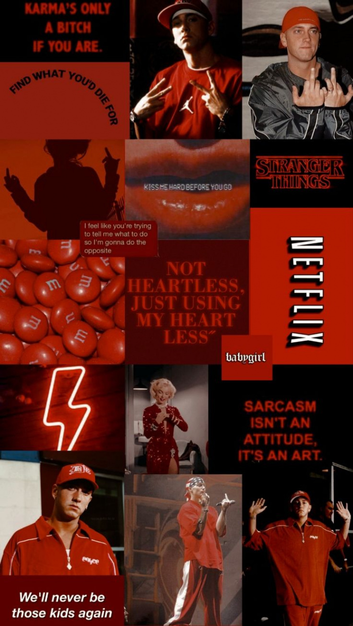 Eminem aesthetic wallpaper/red  Eminem, Aesthetic wallpapers, Karma