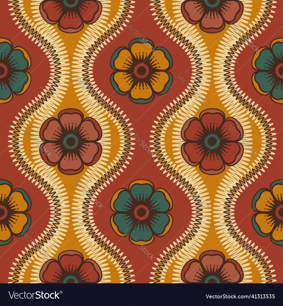 Floral wallpapers inspired by retro s Royalty Free Vector