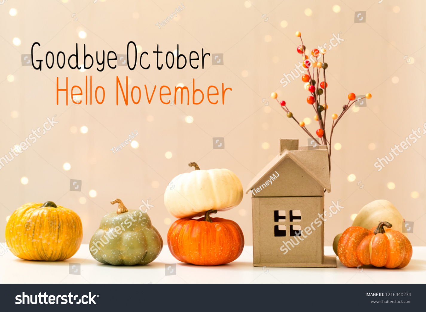 Goodbye October Hello November Message Collection Stock Photo