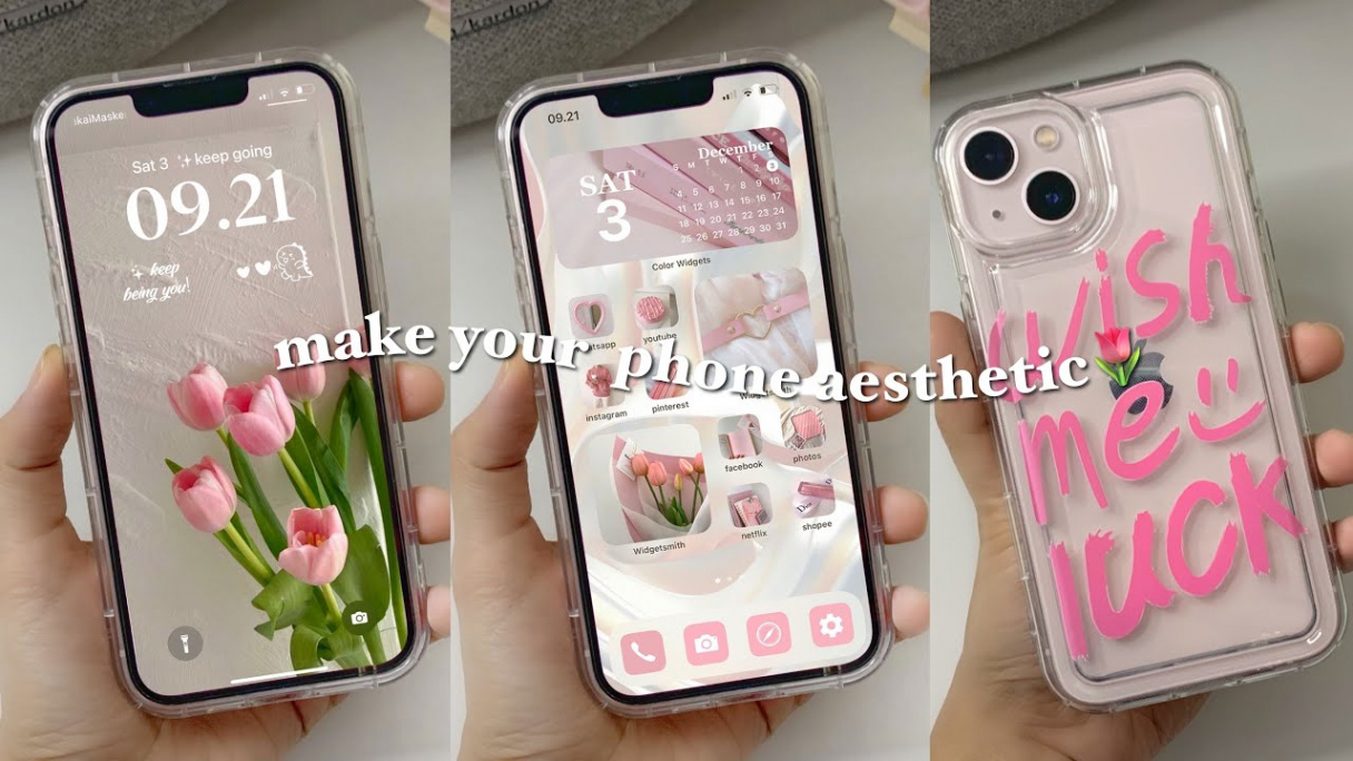 iOS Aesthetic Pink Home Screen Customization🌷  cute wallpaper, widget  and icon app