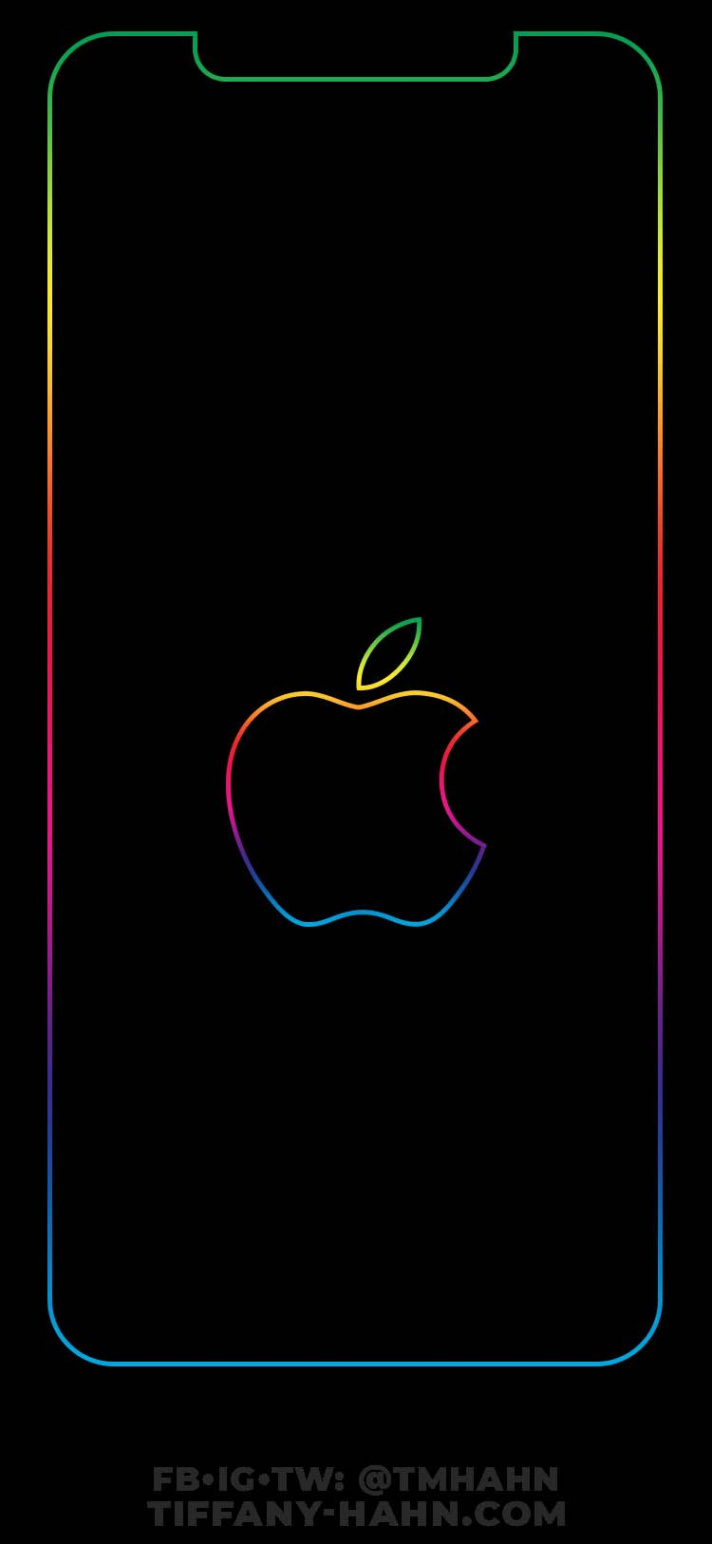 iPhone XS Max Wallpaper - Rainbow Outline - Lock Screen - Apple