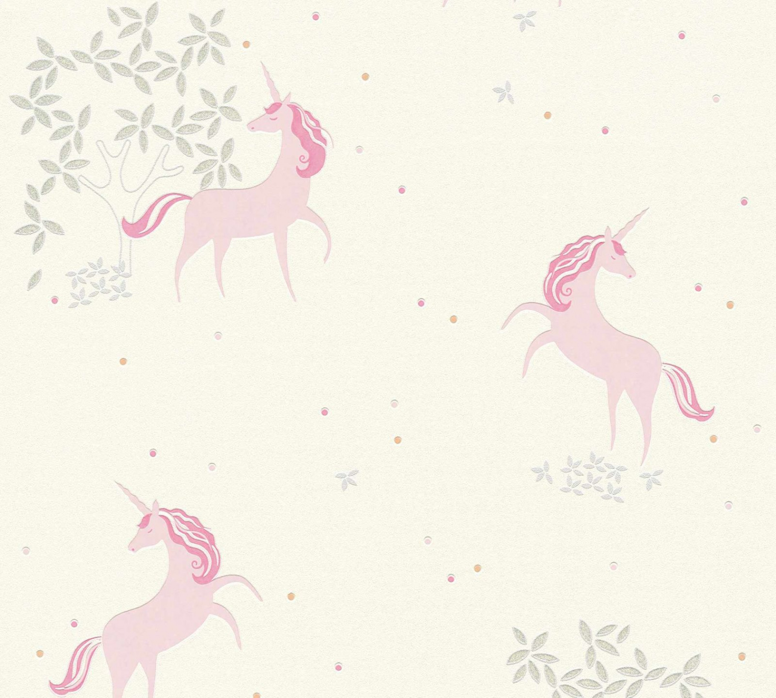 Kids Wallpaper Unicorns Floral white rose Glitter -