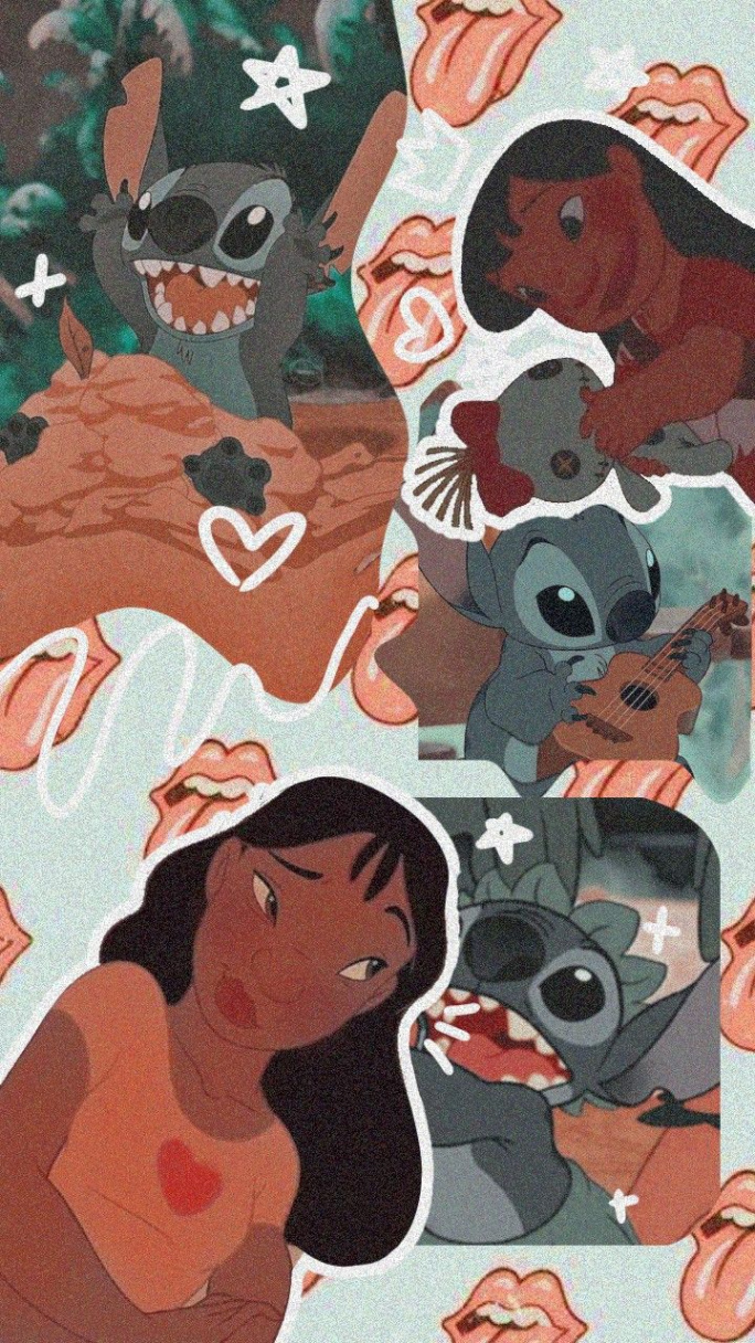 _Lilo n stitch aesthetic preppy wallpaper background_  Preppy