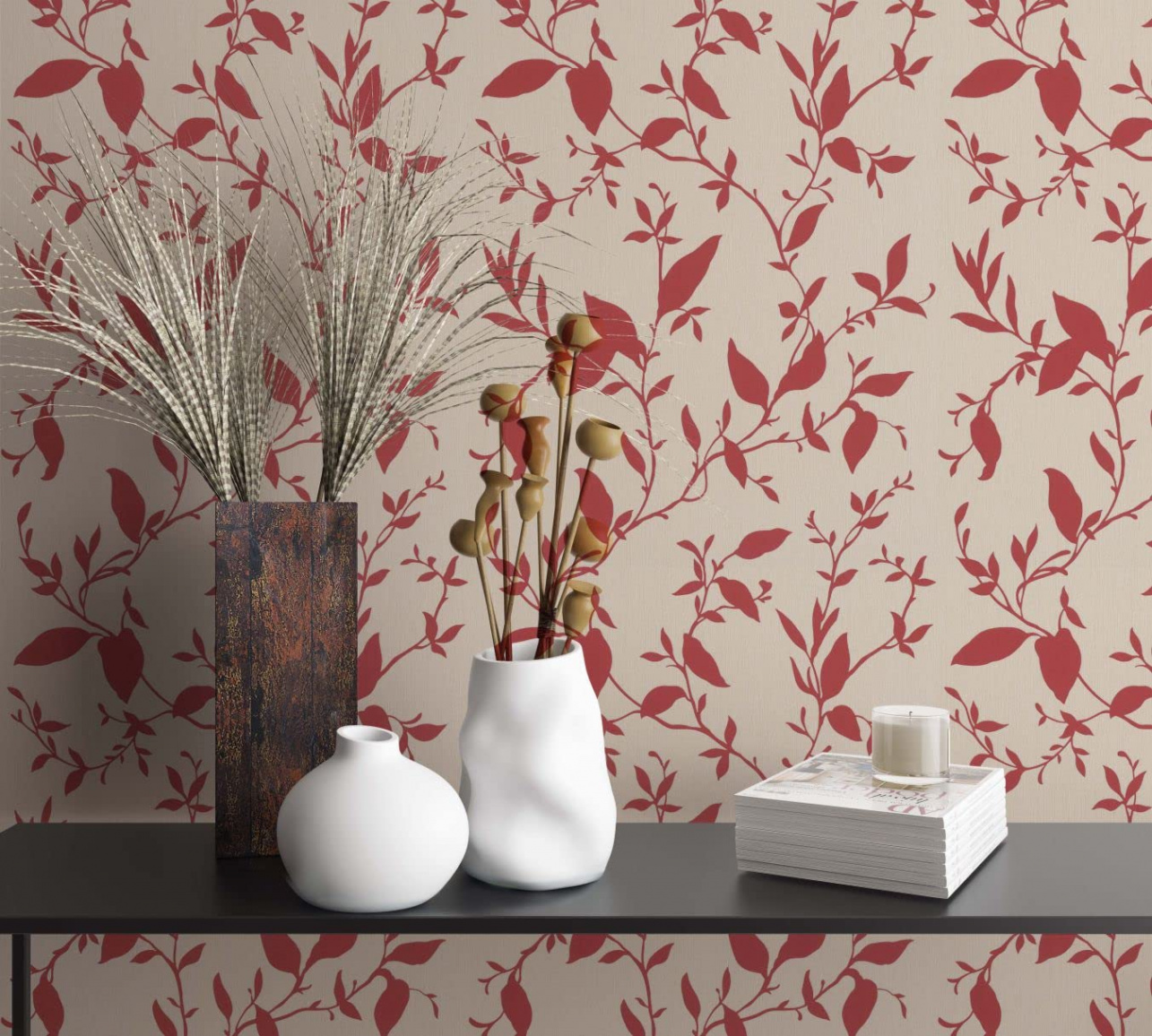 marburg Wallpaper Red Beige Floral for Bedroom Living Room Flower Wallpaper  Floral Pattern Made in Germany . x