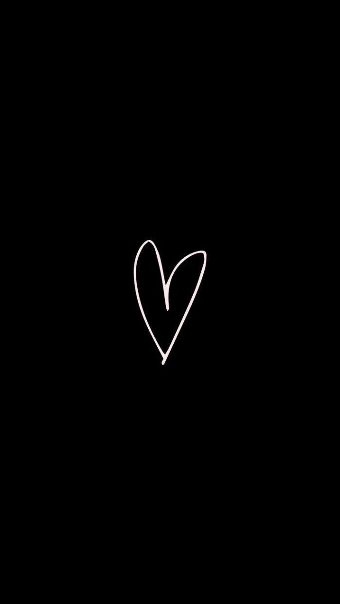 Minimal Black Aesthetic Wallpaper with Heart Design  Black