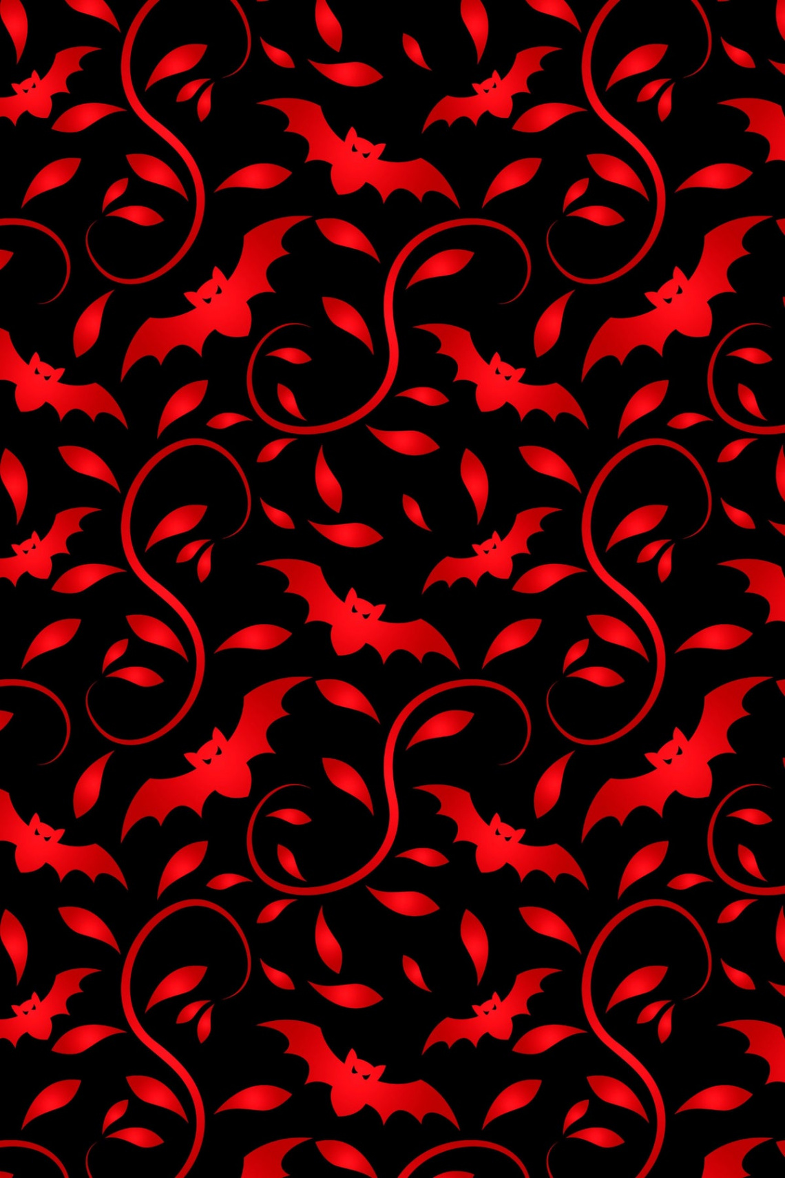 Modern Halloween spooky red bats pre-pasted wallpaper #