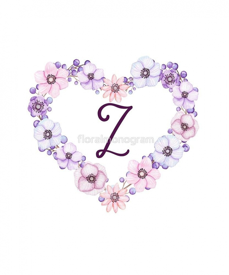 Monogram Z Floral Heart by floralmonogram  Floral, Floral