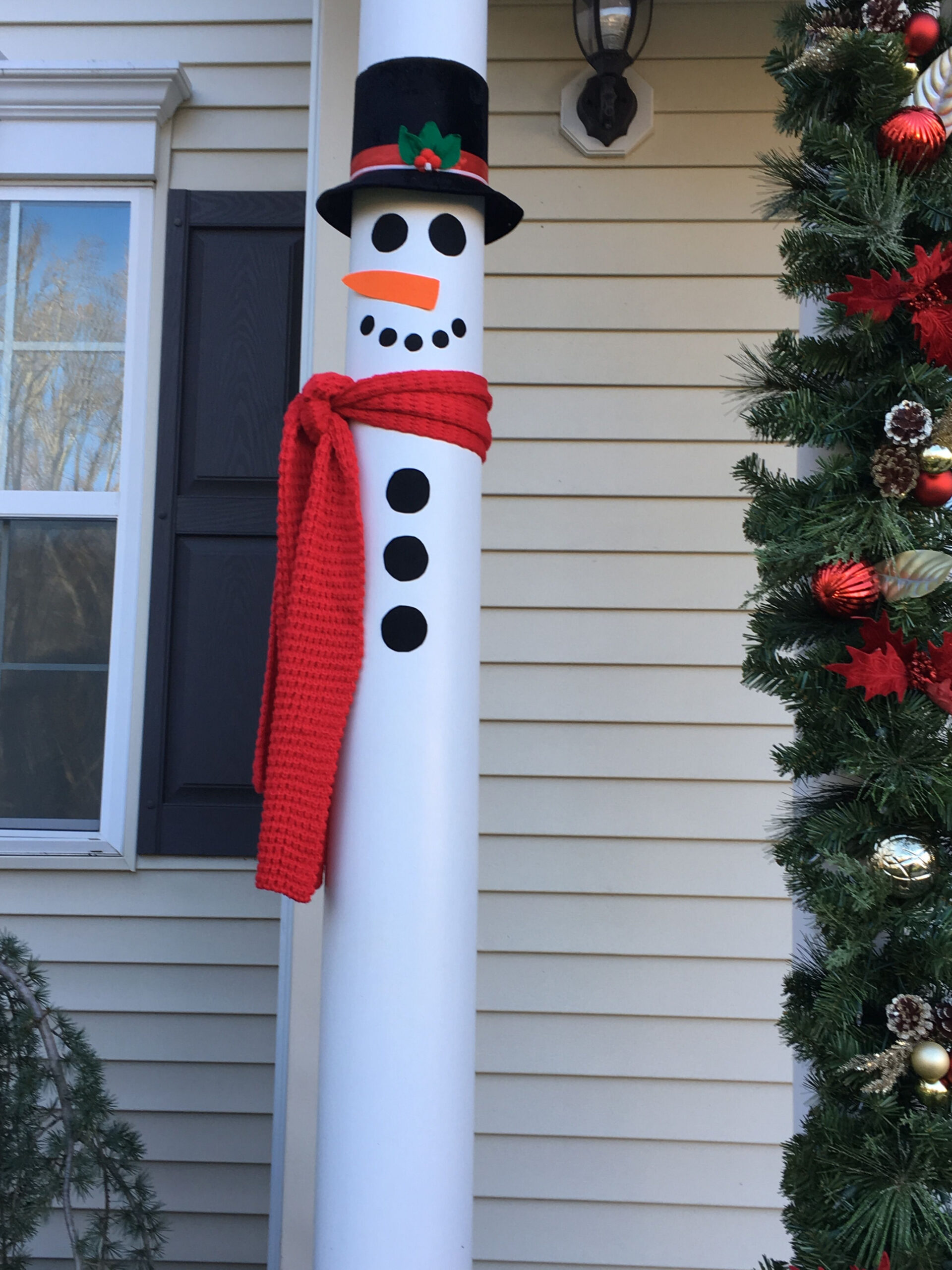 My favorite way to decorate columns for Christmas  Outdoor