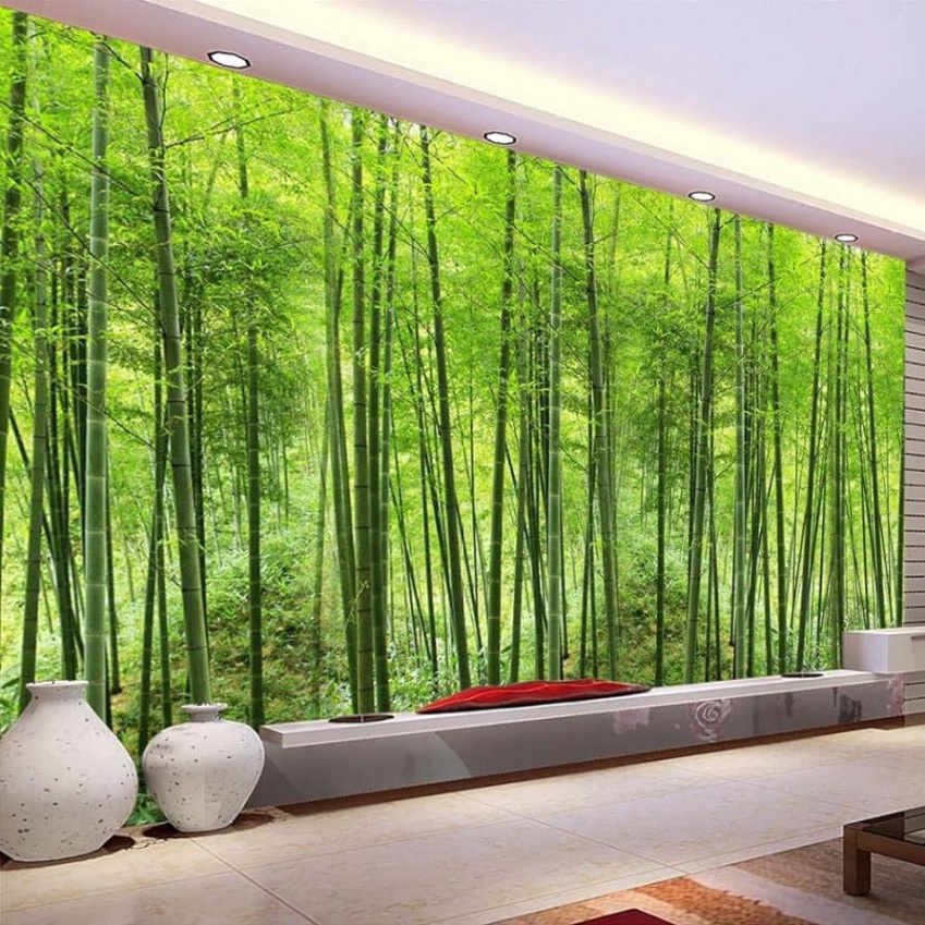 Nature Landscape Green Bamboo Forest Wallpaper D Photo Wallpaper for Walls  Living Room TV Sofa Background Wall Decorations Photo Wallpaper D