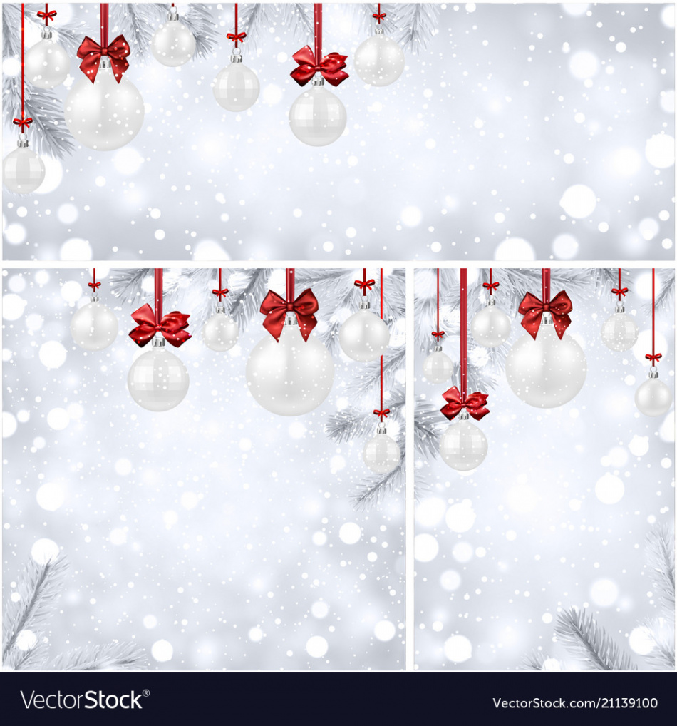 New year backgrounds with white christmas balls Vector Image