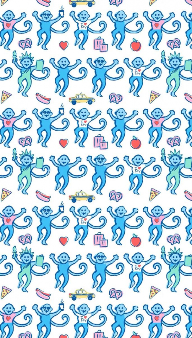 new york roller rabbit monkey wallpaper preppy  Iphone wallpaper