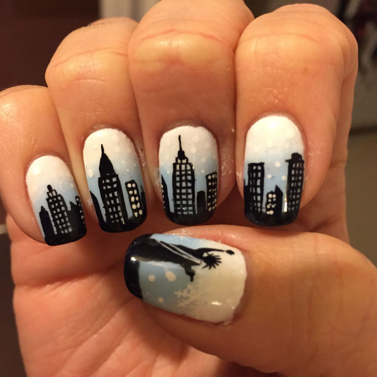 New York skyline nails for my Christmas trip