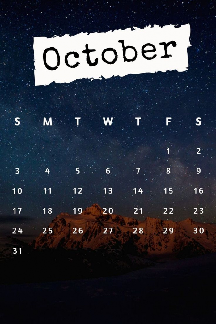 October  Mobile Phone Calendar HD Wallpaper for Home Screen