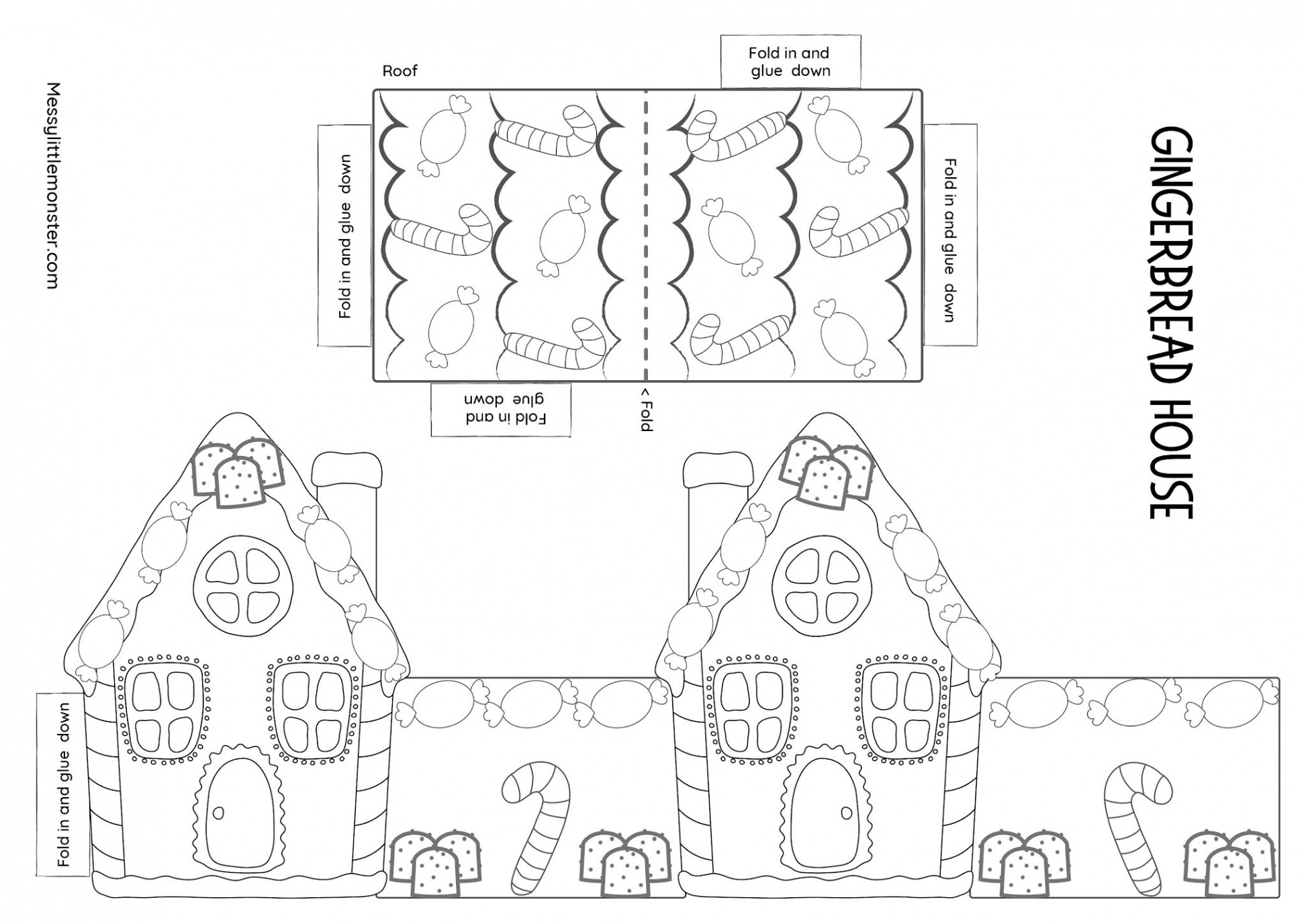 Paper Gingerbread House (template included) - Messy Little Monster