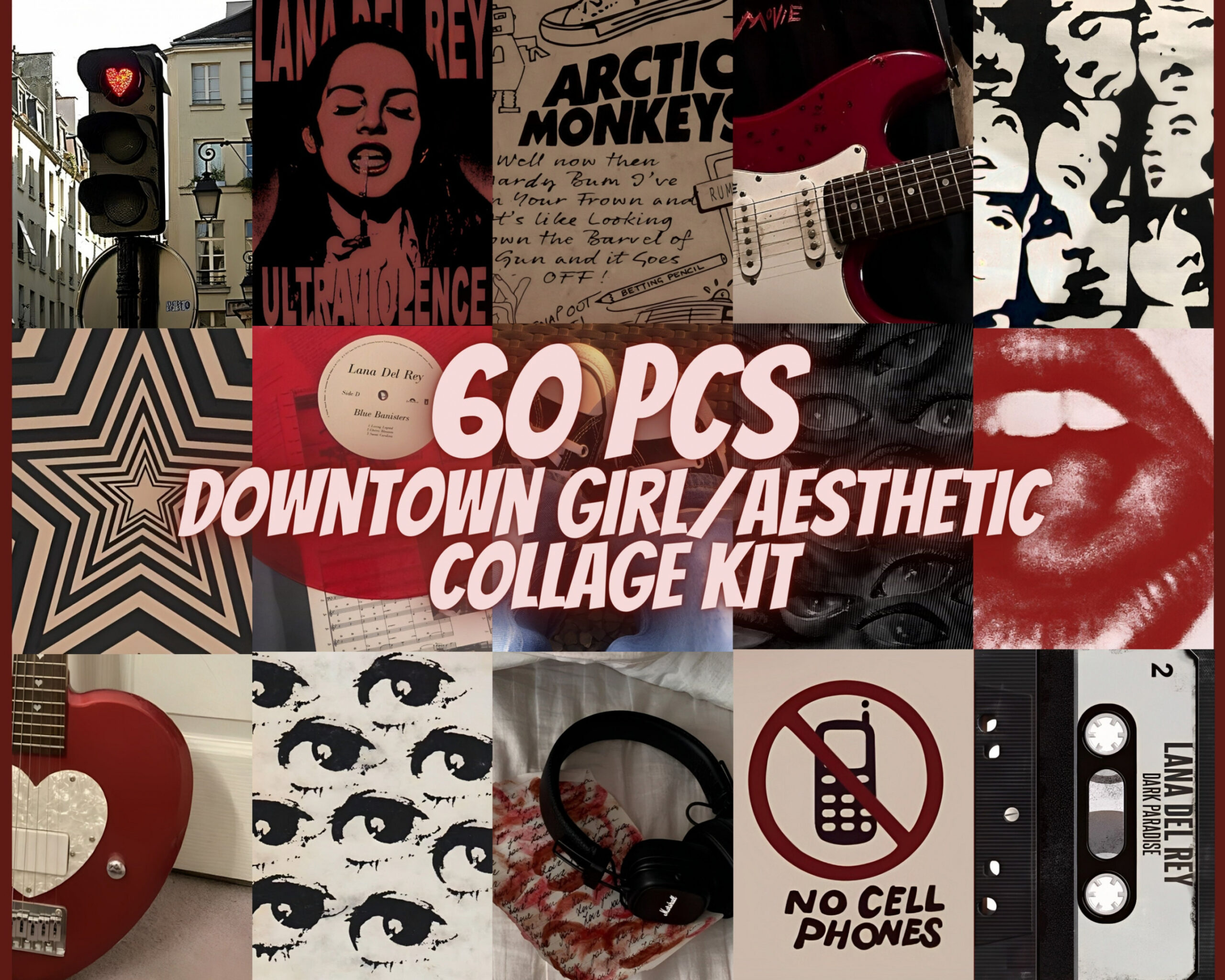 PCS Downtown Girl Aesthetic Collage Kit Yk Aesthetic downtown