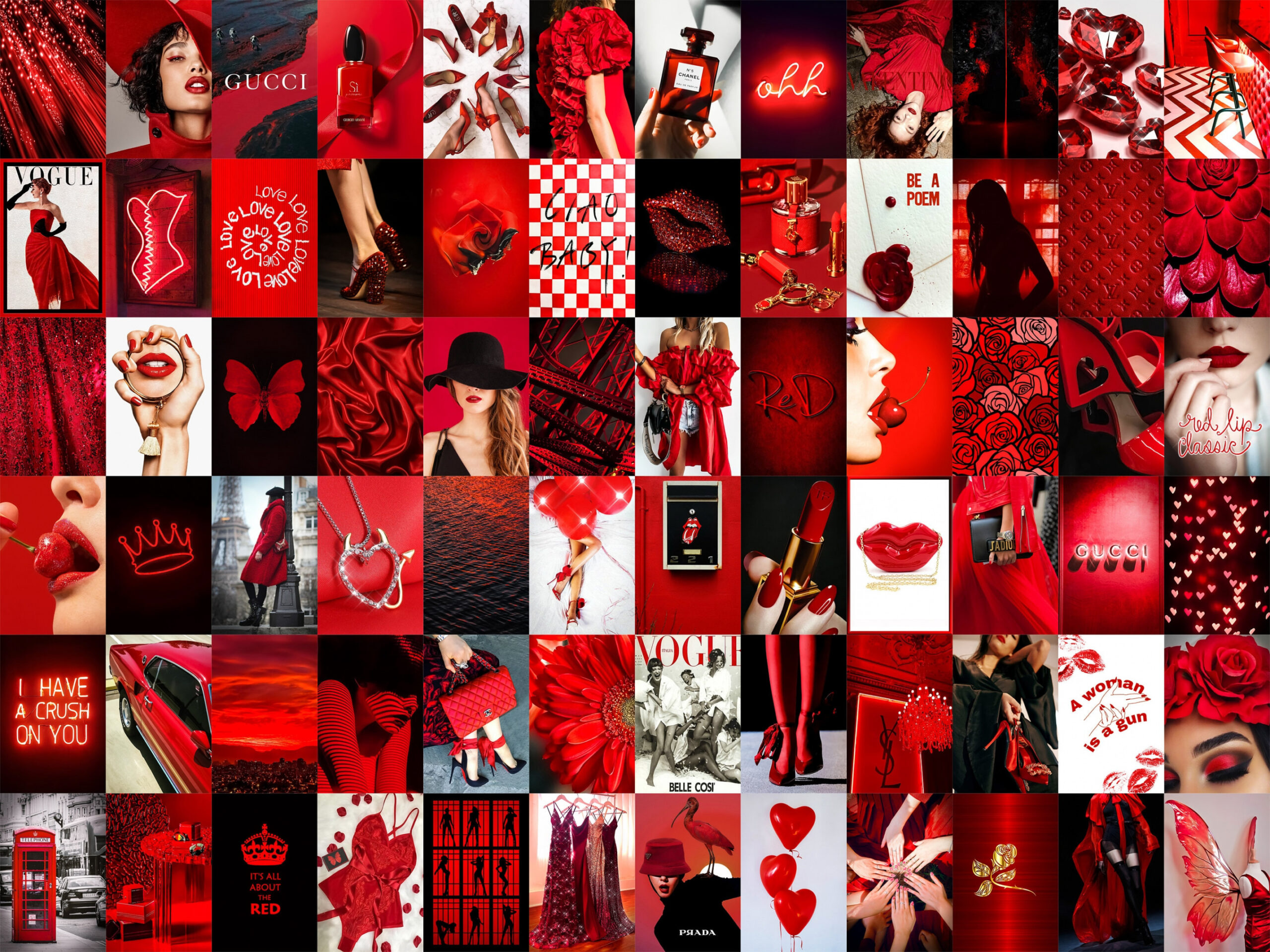 PCS Red Boujee Foto Collage Kit Ästhetische Red Baddie Room