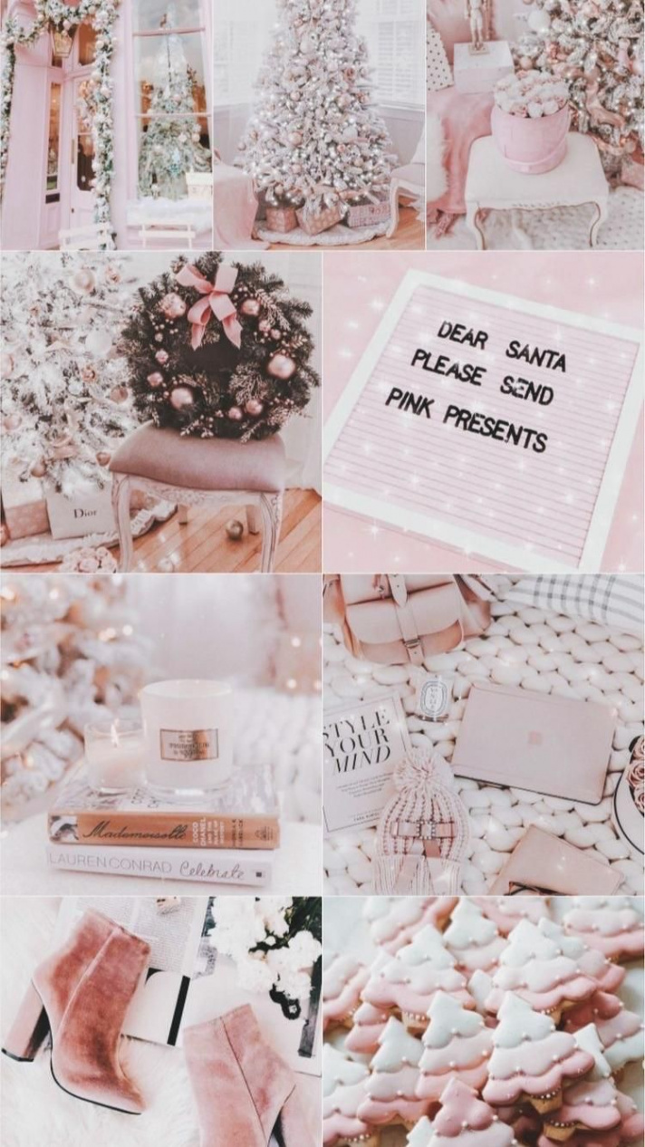 Pink aesthetic  Pink Christmas  Christmas background  christmas